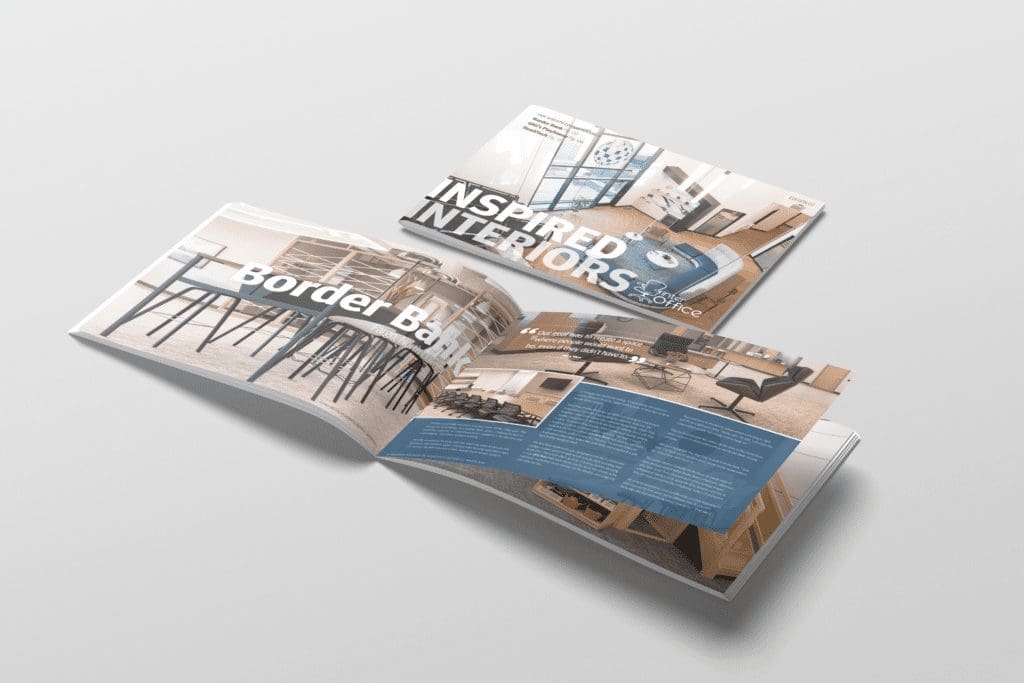 Mockup showing coffee table book for Inspired Interiors.