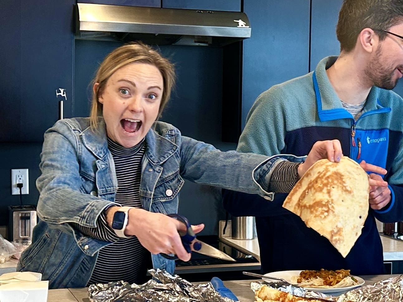 Mindy getting psyched about naan