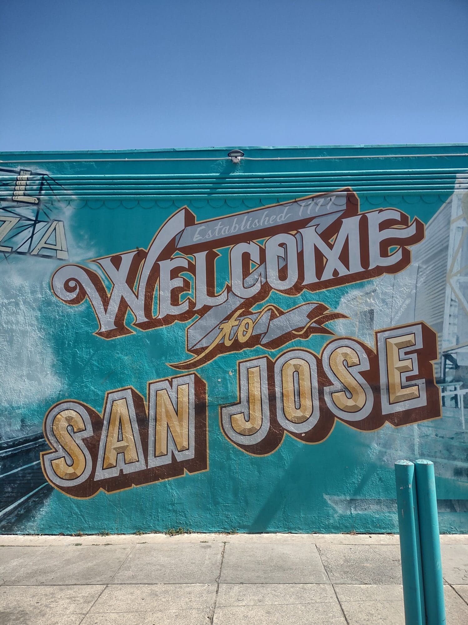 A mural that says “Welcome to San Jose”
